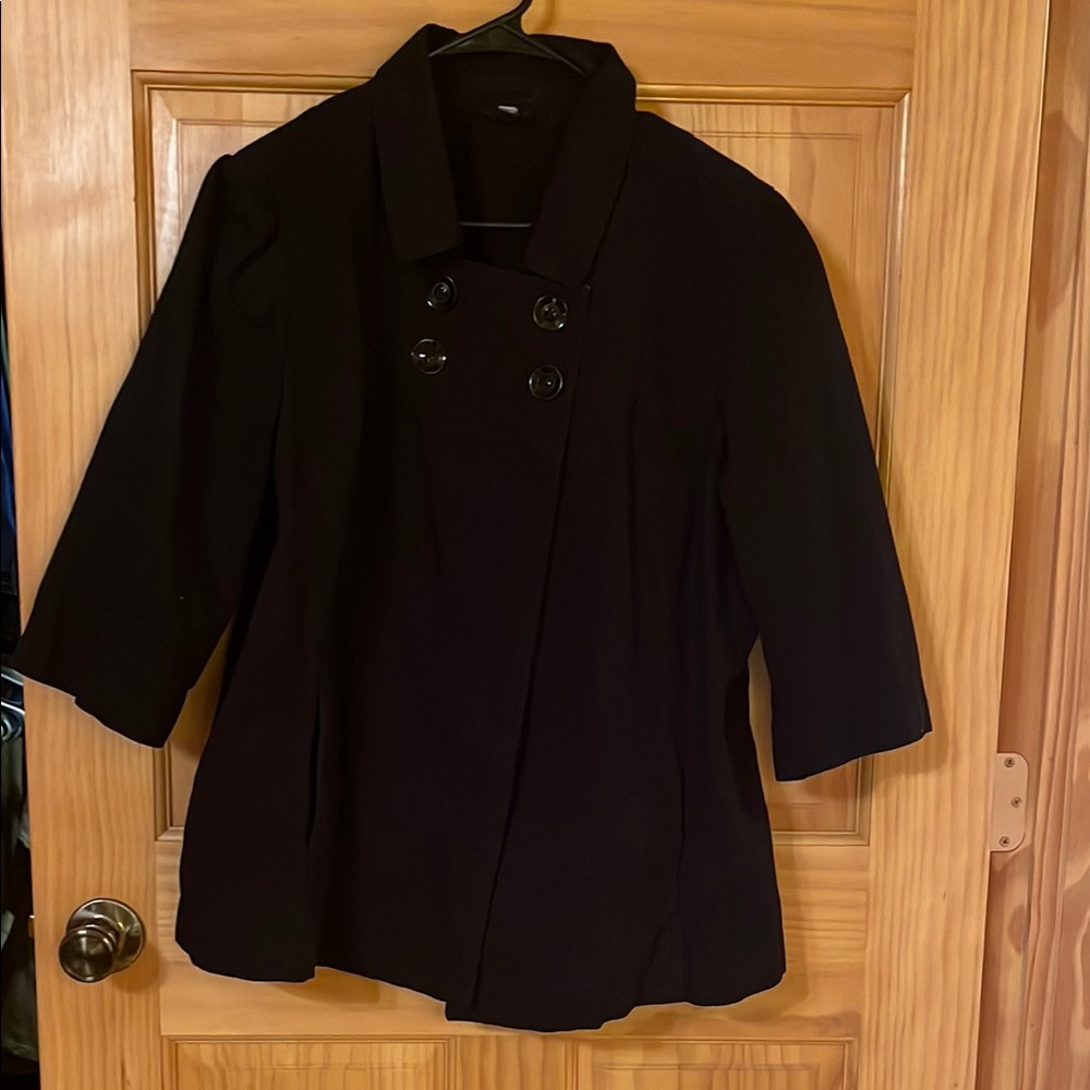 Cotton On Black Peacoat Double-Breasted Jacket - mid length sleeve